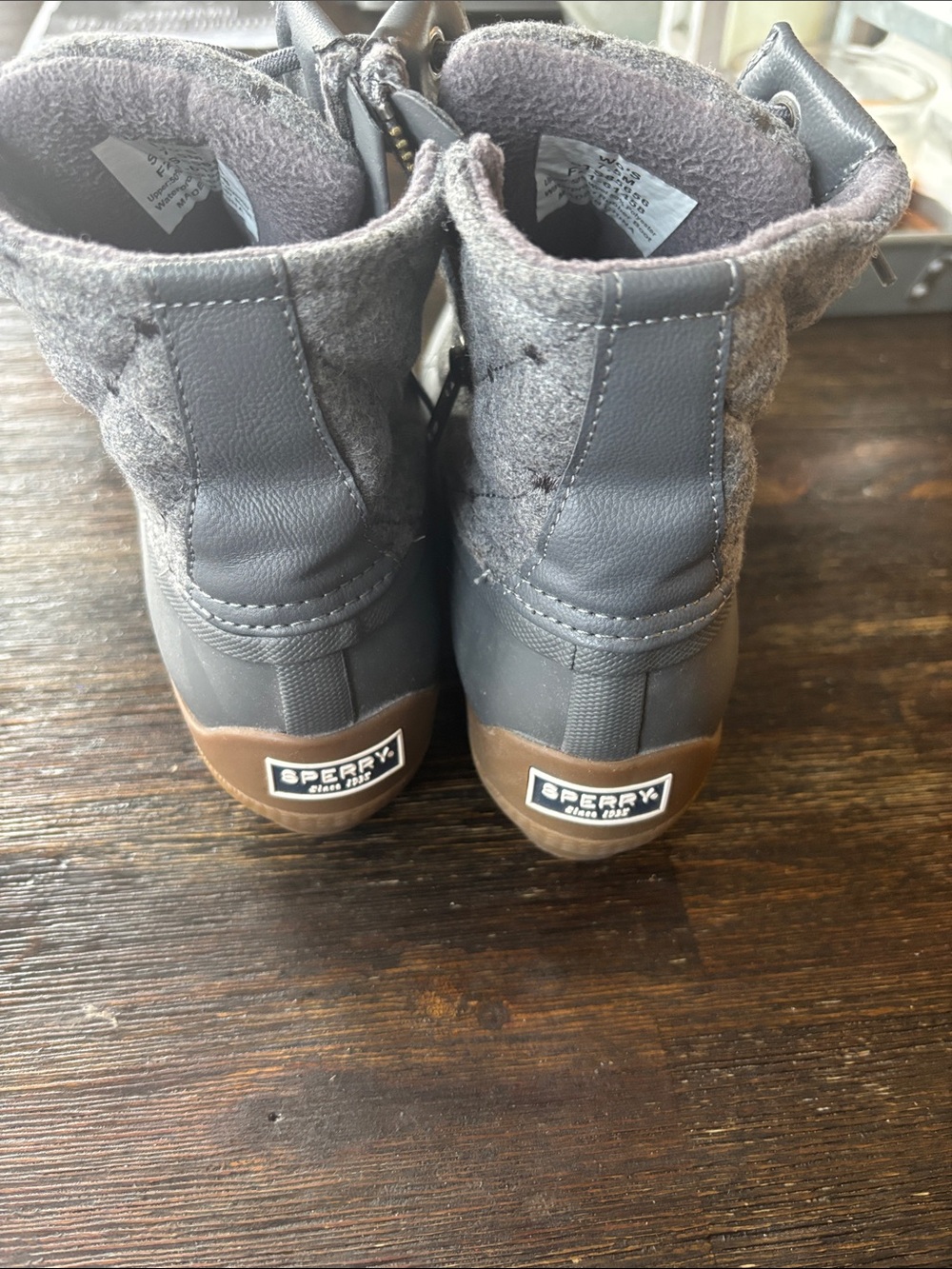 Sperry Gray and Brown women’s Winter Rain Boots
